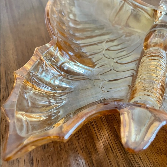 Jeanette Marigold Carnival Glass Butterfly Dish - Picture 2 of 6